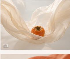 Persimmon on ivory silk